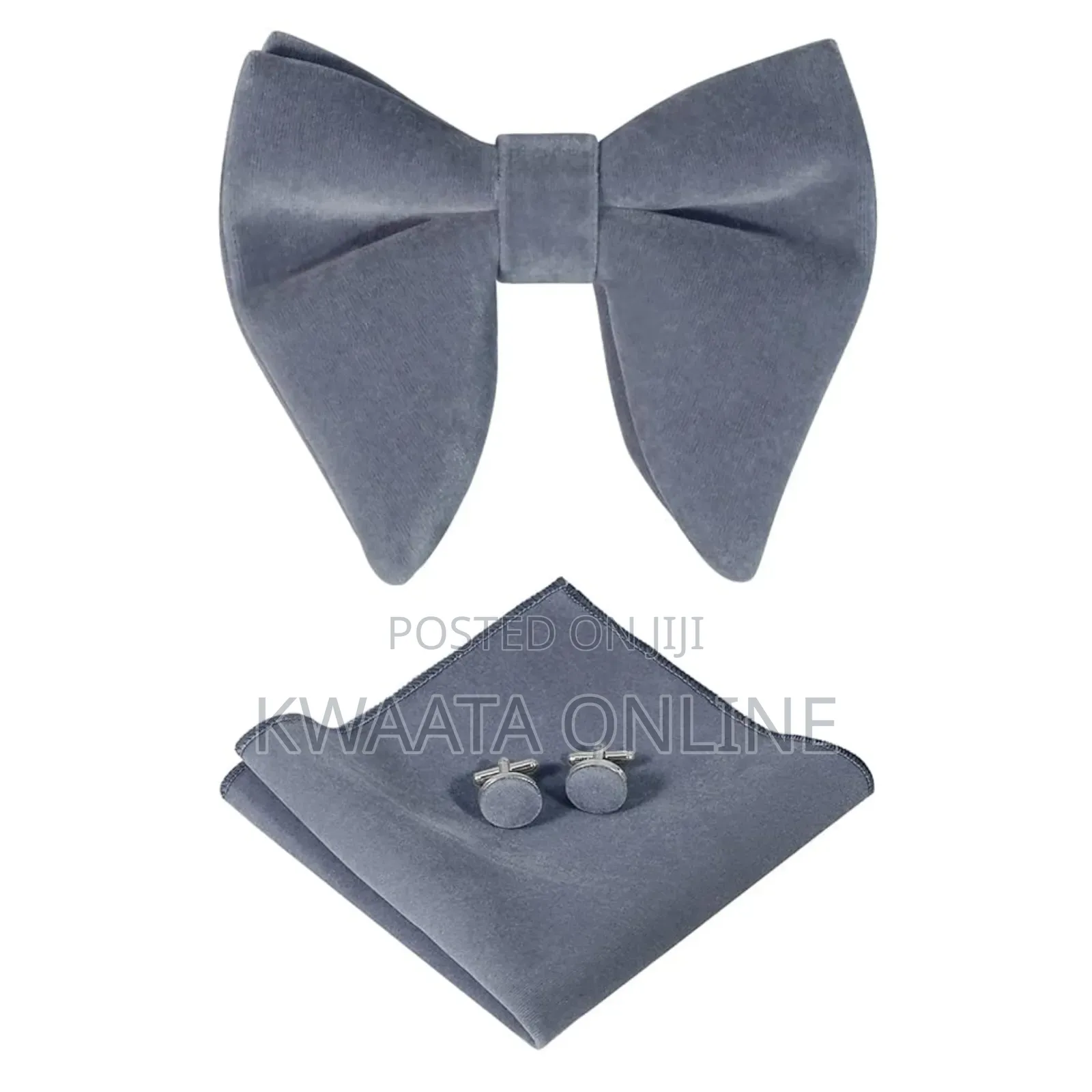 Velvet Bow Ties Cufflinks Pocket Square Sets With Gift Box
