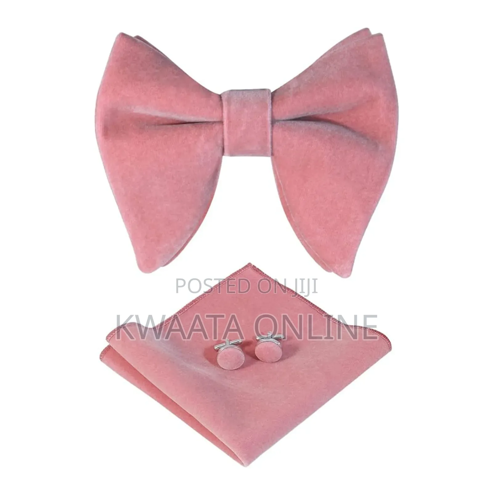 Velvet Bow Ties Cufflinks Pocket Square Sets With Gift Box
