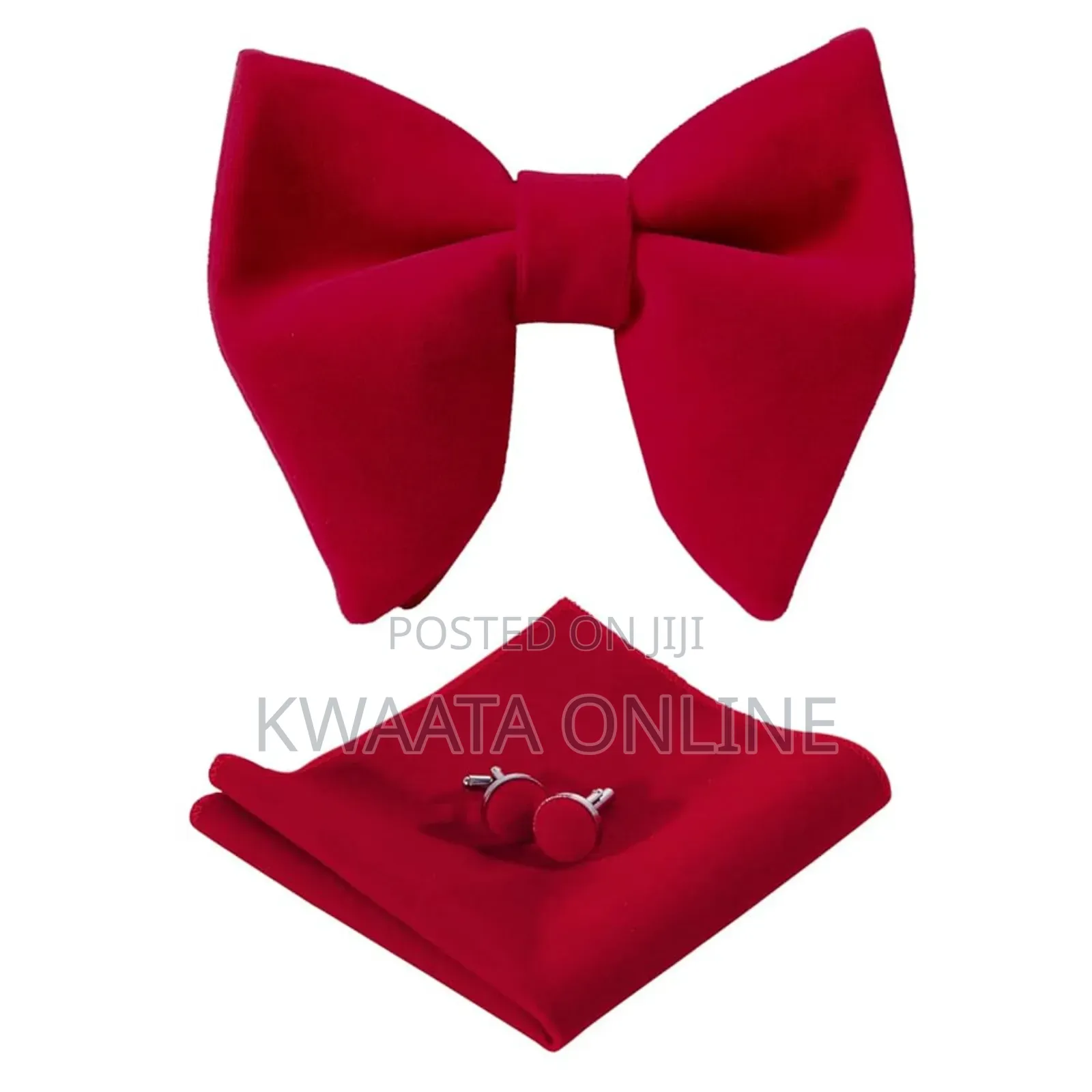Velvet Bow Ties Cufflinks Pocket Square Sets With Gift Box