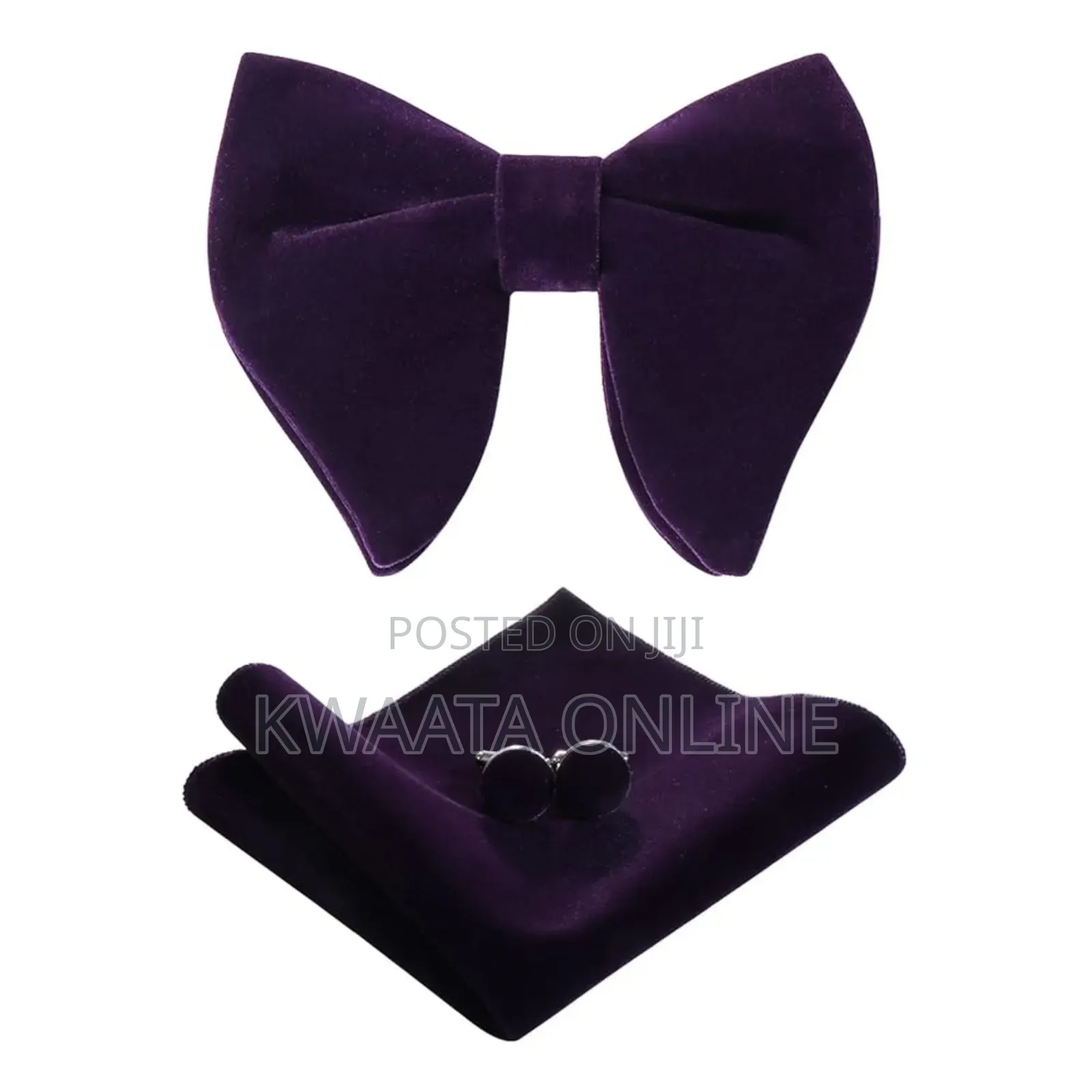 Velvet Bow Ties Cufflinks Pocket Square Sets With Gift Box
