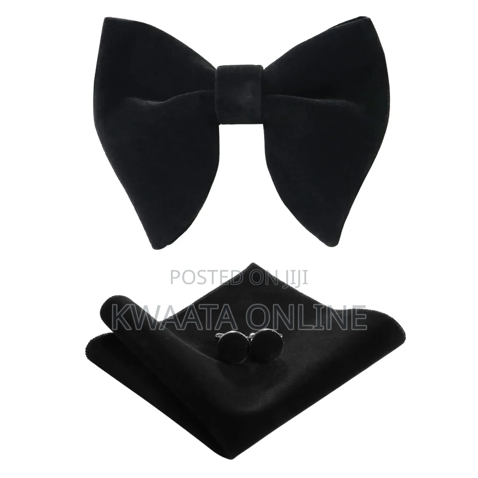 Velvet Bow Ties Cufflinks Pocket Square Sets With Gift Box