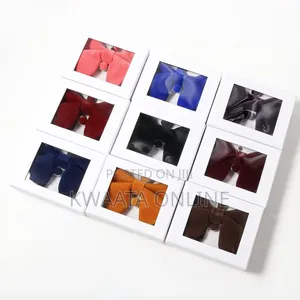 Velvet Bow Ties Cufflinks Pocket Square Sets With Gift Box