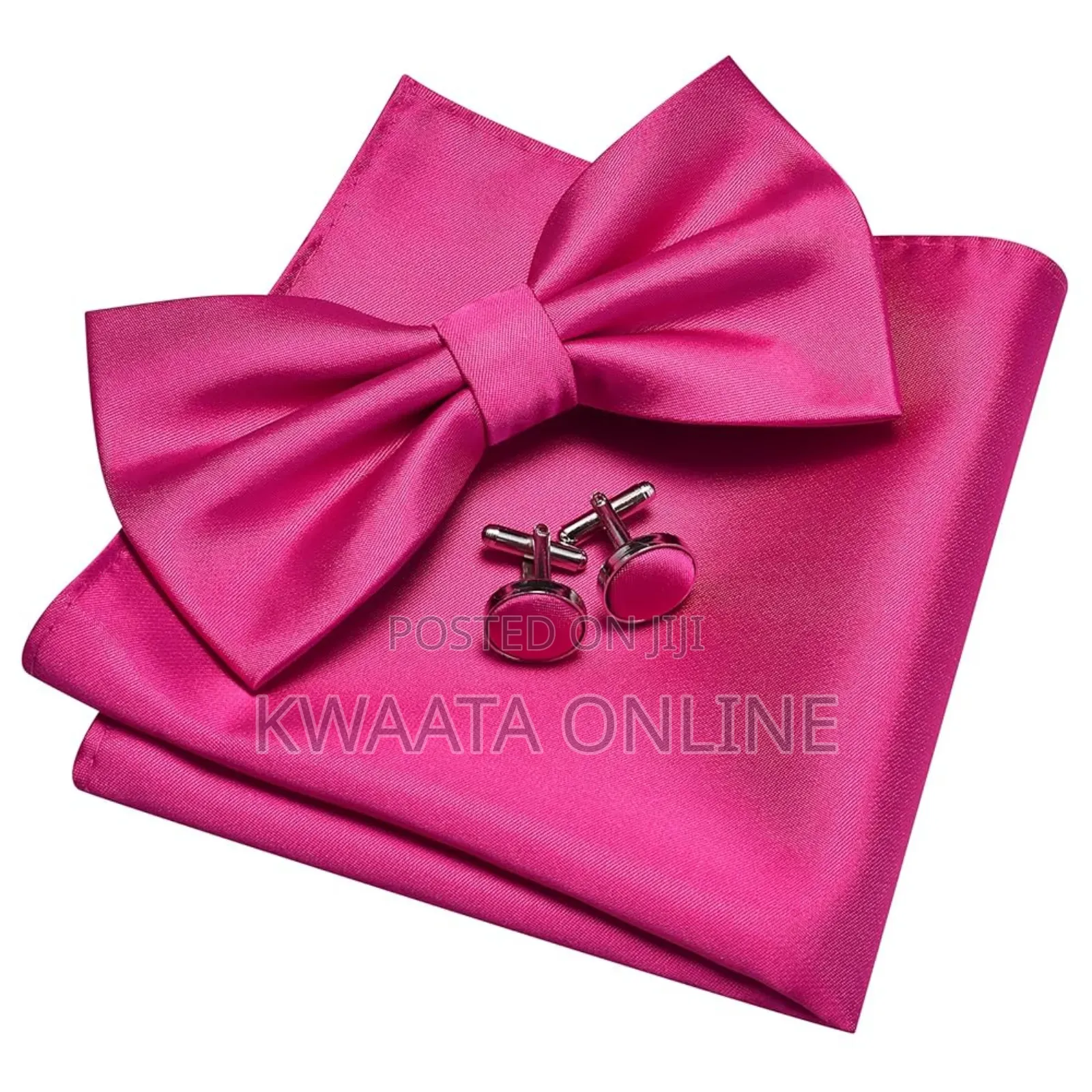 Mens Bow Tie And Pocket Square Cufflink Set With Gift Box