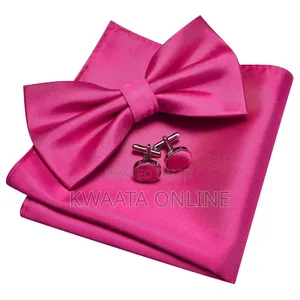 Mens Bow Tie And Pocket Square Cufflink Set With Gift Box