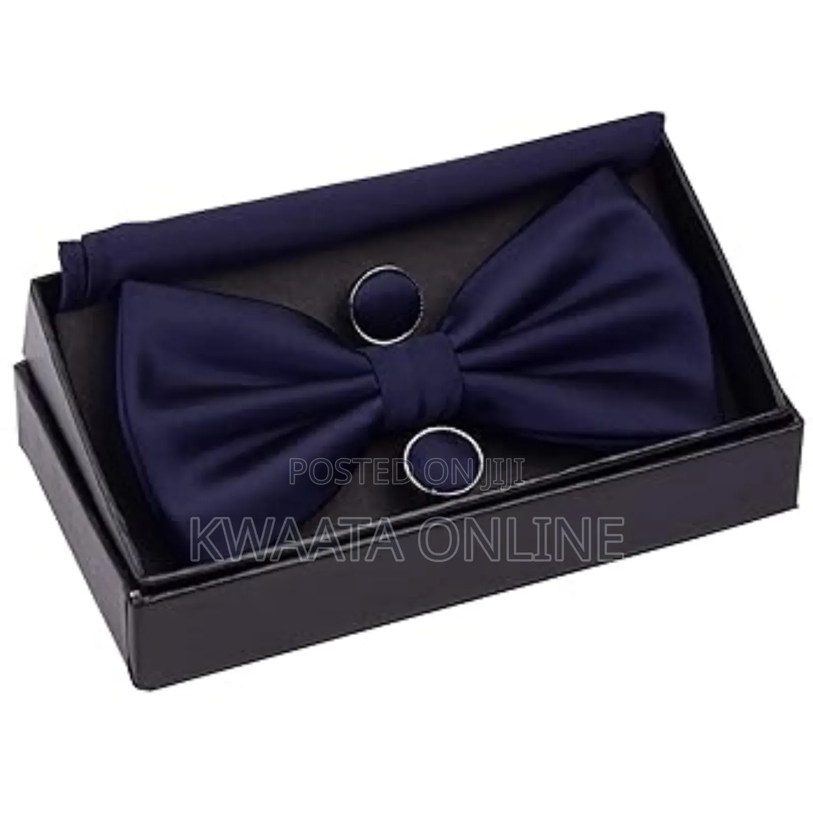 Mens Bow Tie And Pocket Square Cufflink Set With Gift Box