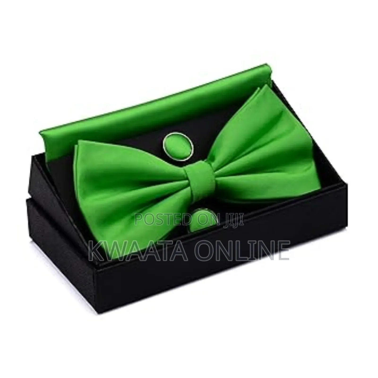 Mens Bow Tie And Pocket Square Cufflink Set With Gift Box