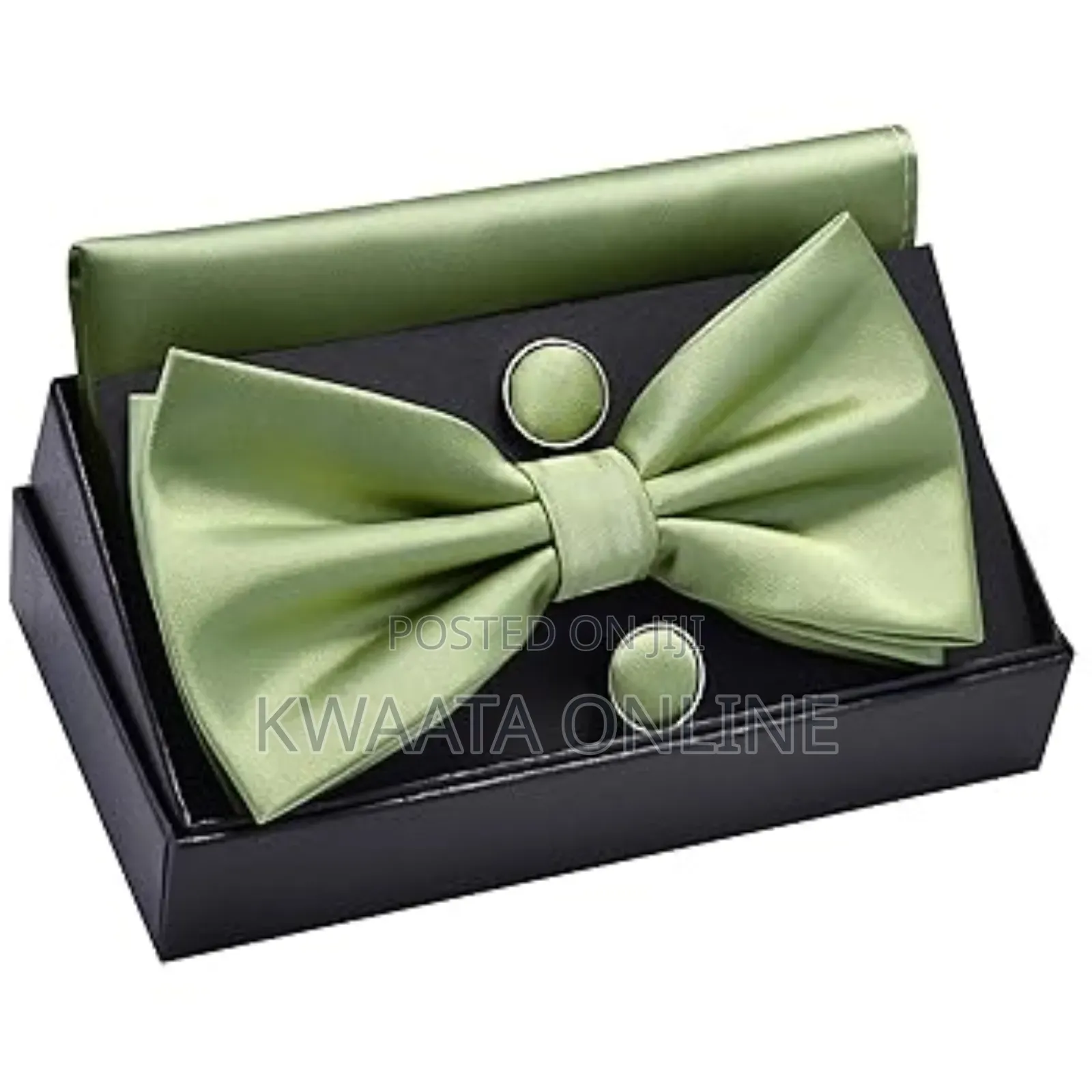 Mens Bow Tie And Pocket Square Cufflink Set With Gift Box