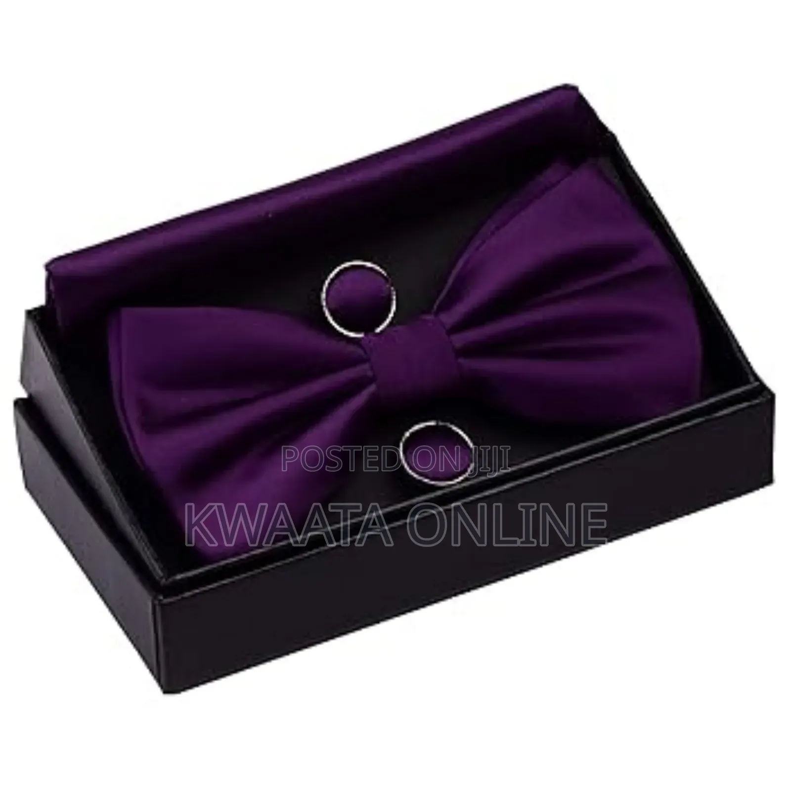 Mens Bow Tie And Pocket Square Cufflink Set With Gift Box
