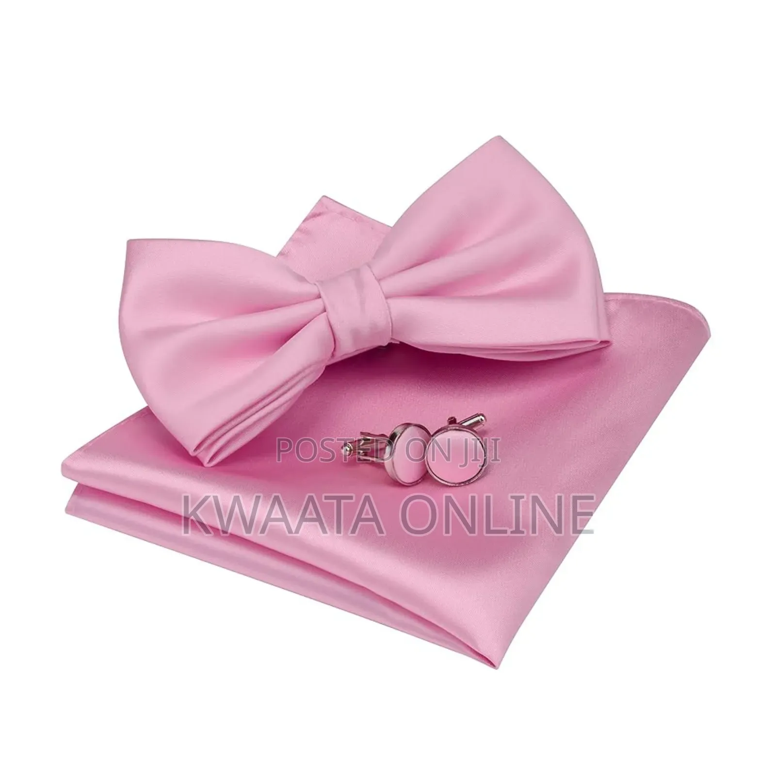 Mens Bow Tie And Pocket Square Cufflink Set With Gift Box