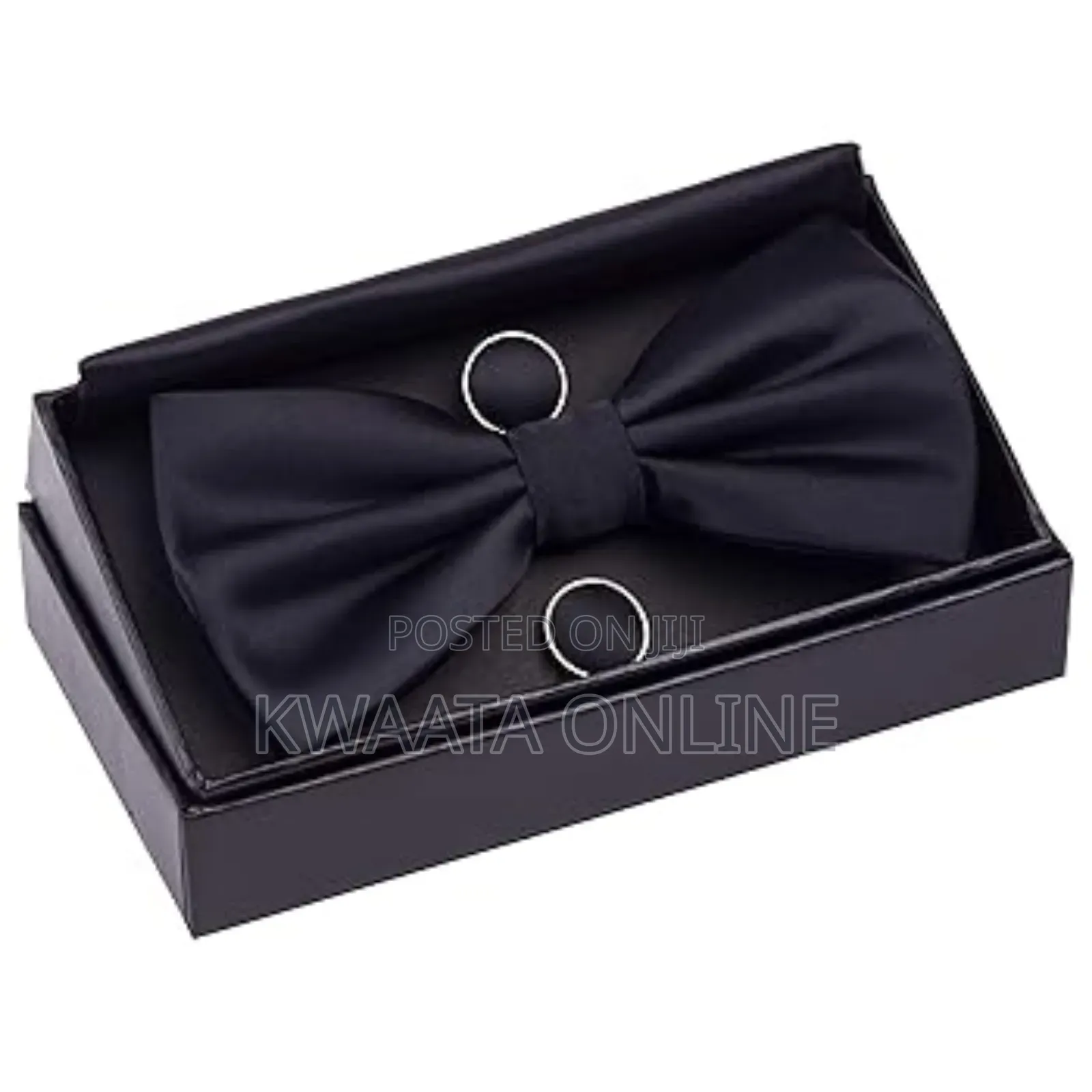 Mens Bow Tie And Pocket Square Cufflink Set With Gift Box