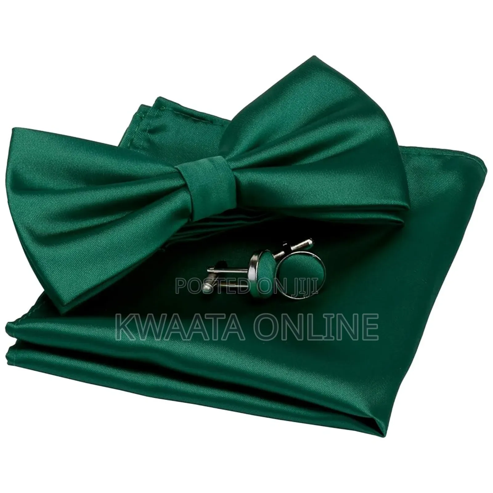 Mens Bow Tie And Pocket Square Cufflink Set With Gift Box