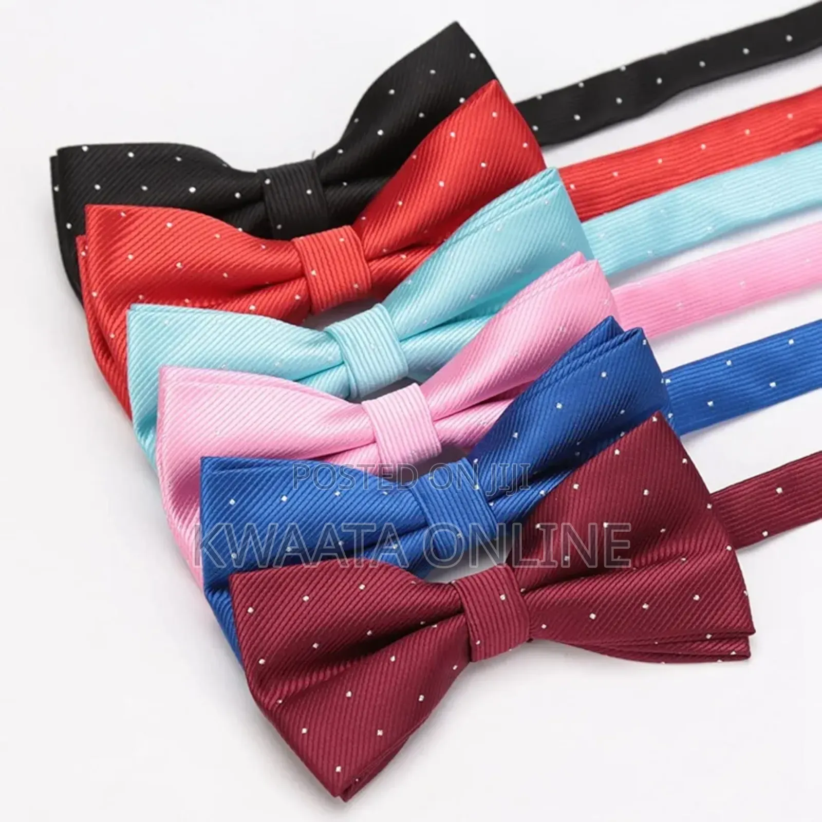 Men Bowtie Cravat Cufflinks Set Silver Dot in Gift Box