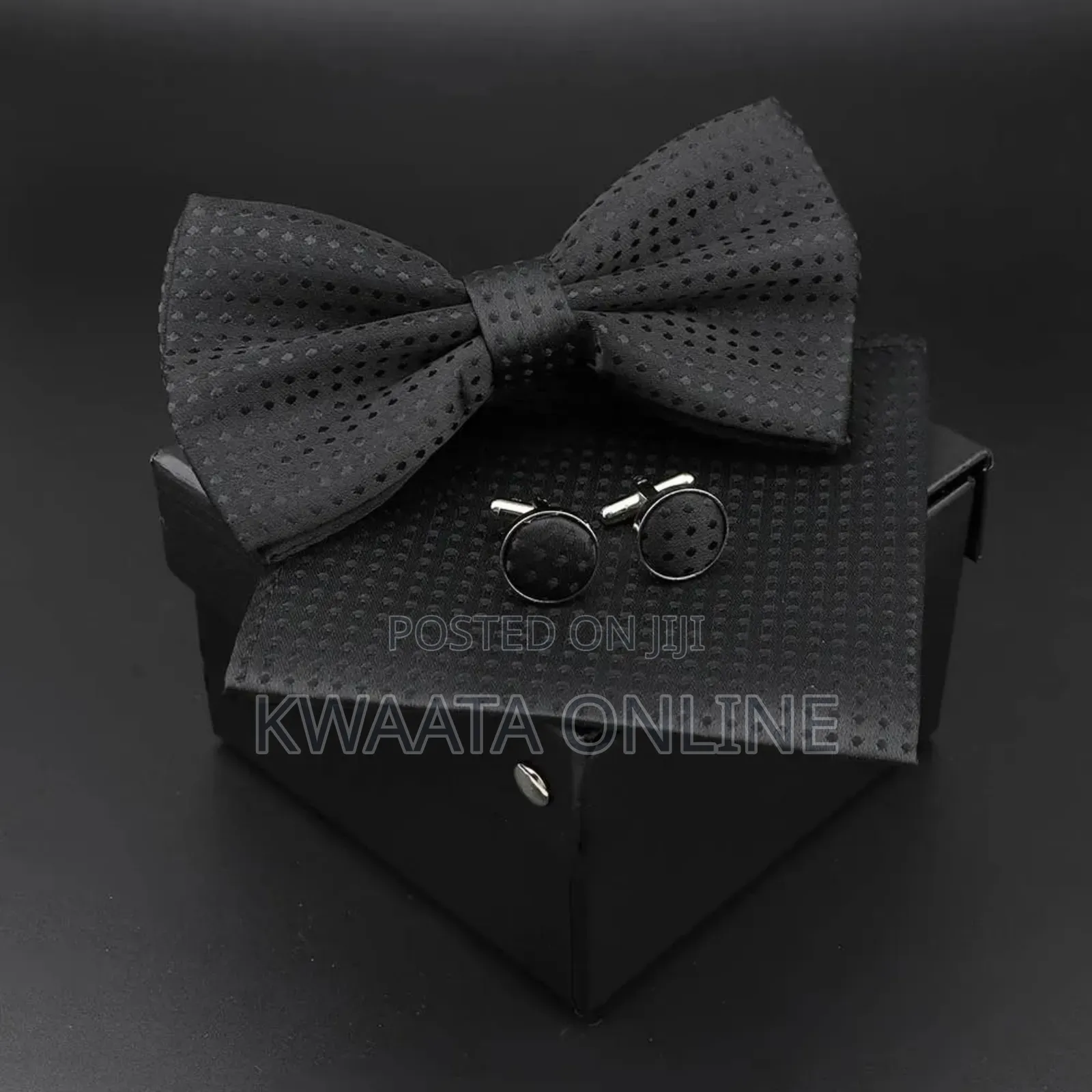 Plaid Microfiber Bowtie, Pocket Square,Cufflinks Set