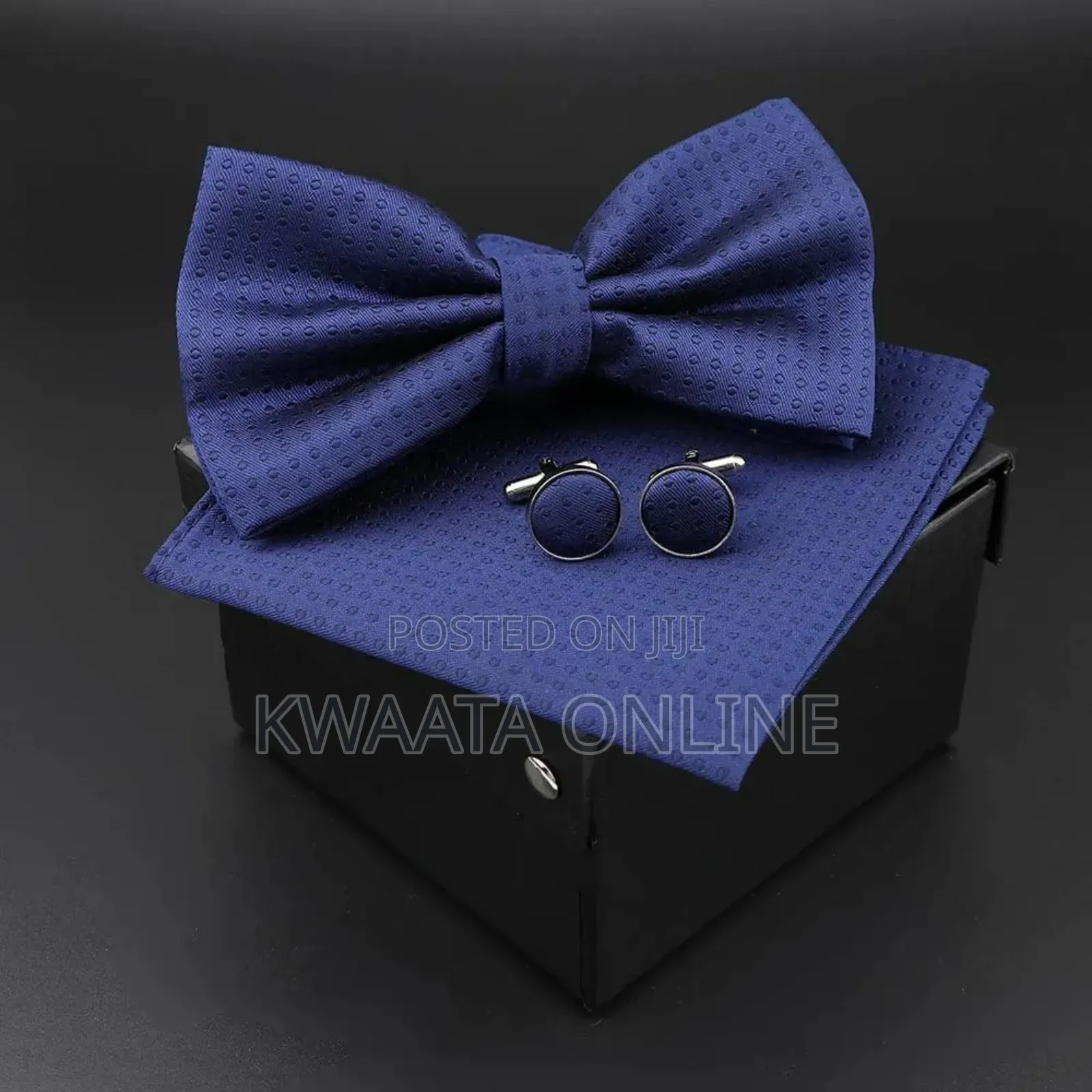 Plaid Microfiber Bowtie, Pocket Square,Cufflinks Set