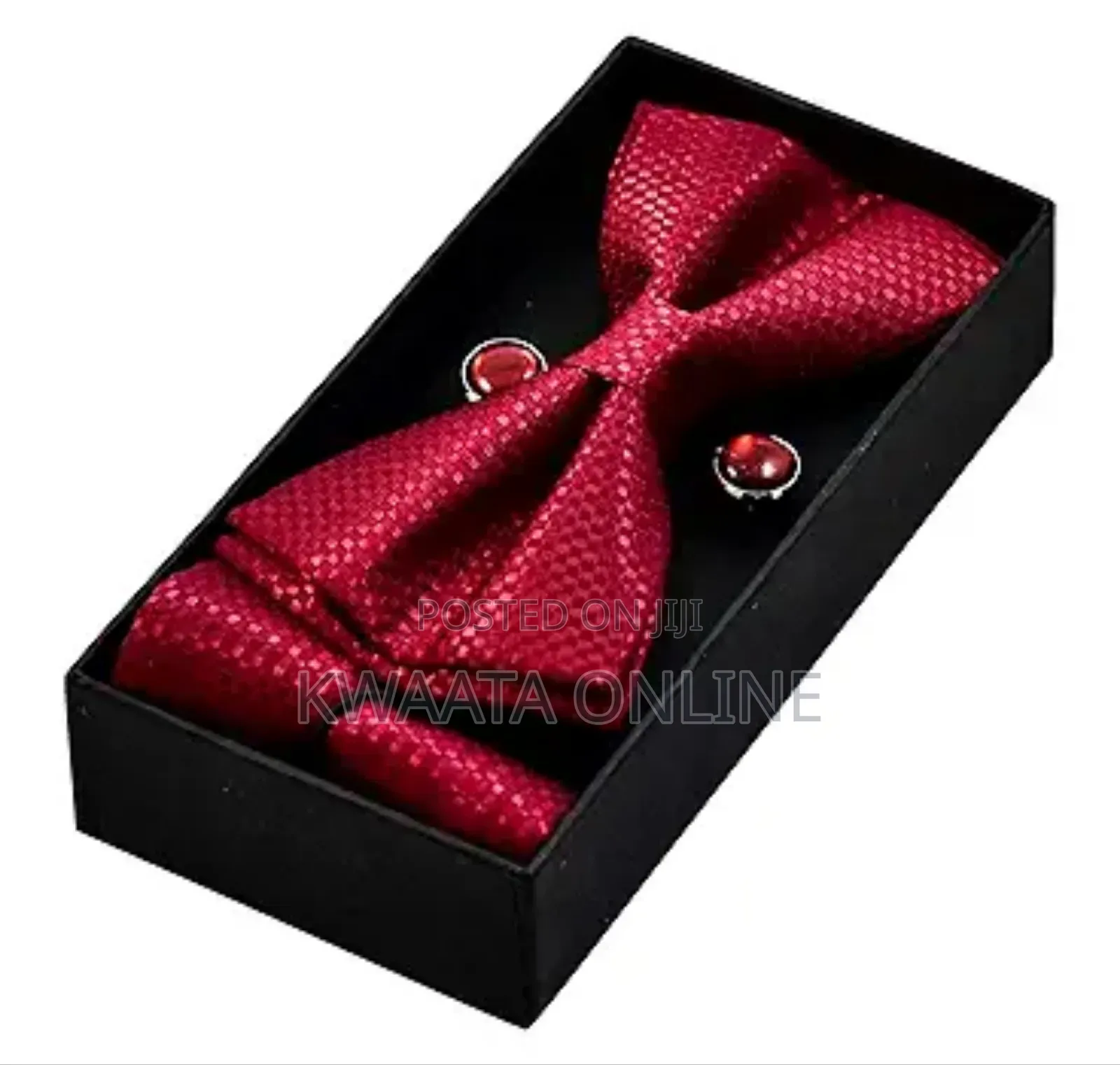 Plaid Microfiber Bowtie, Pocket Square,Cufflinks Set