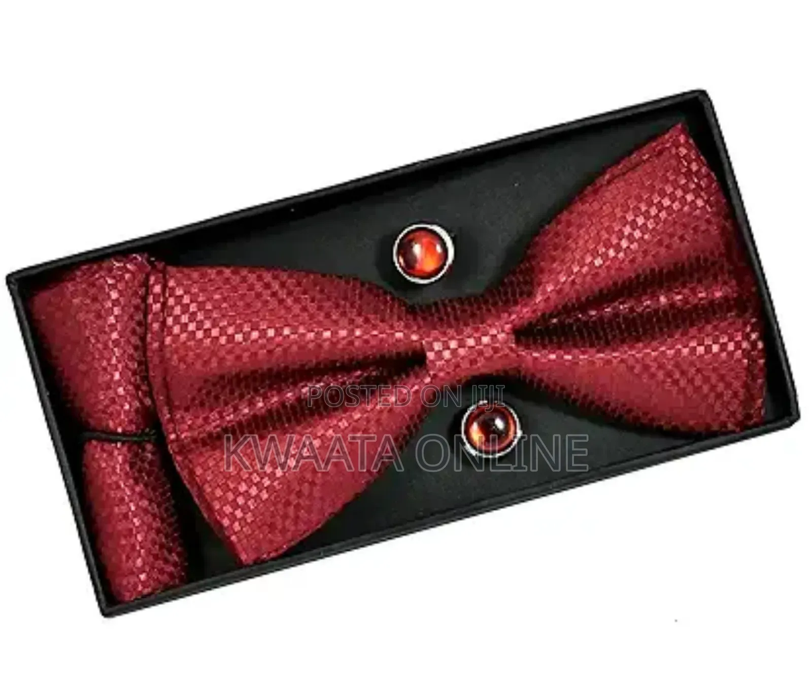 Plaid Microfiber Bowtie, Pocket Square,Cufflinks Set