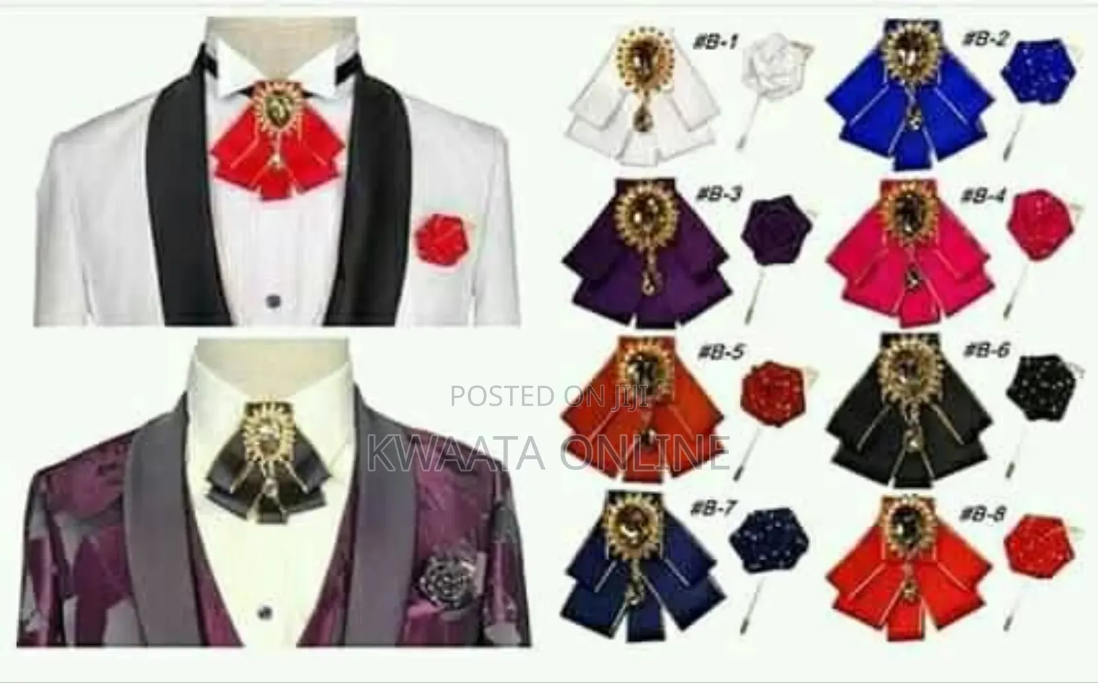 Royal Classic Bow Ties With Glassy Brooch
