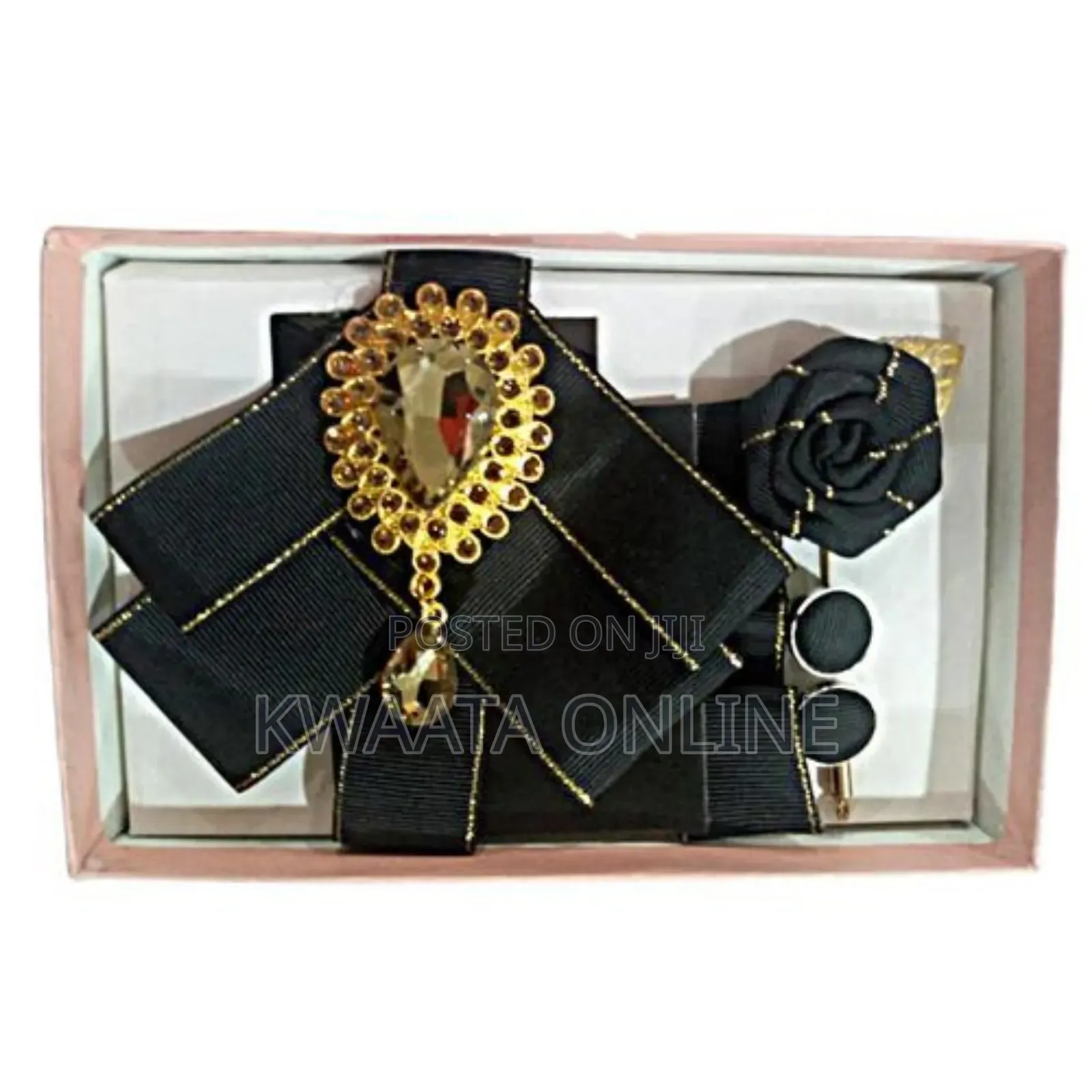 Royal Classic Bow Ties With Glassy Brooch
