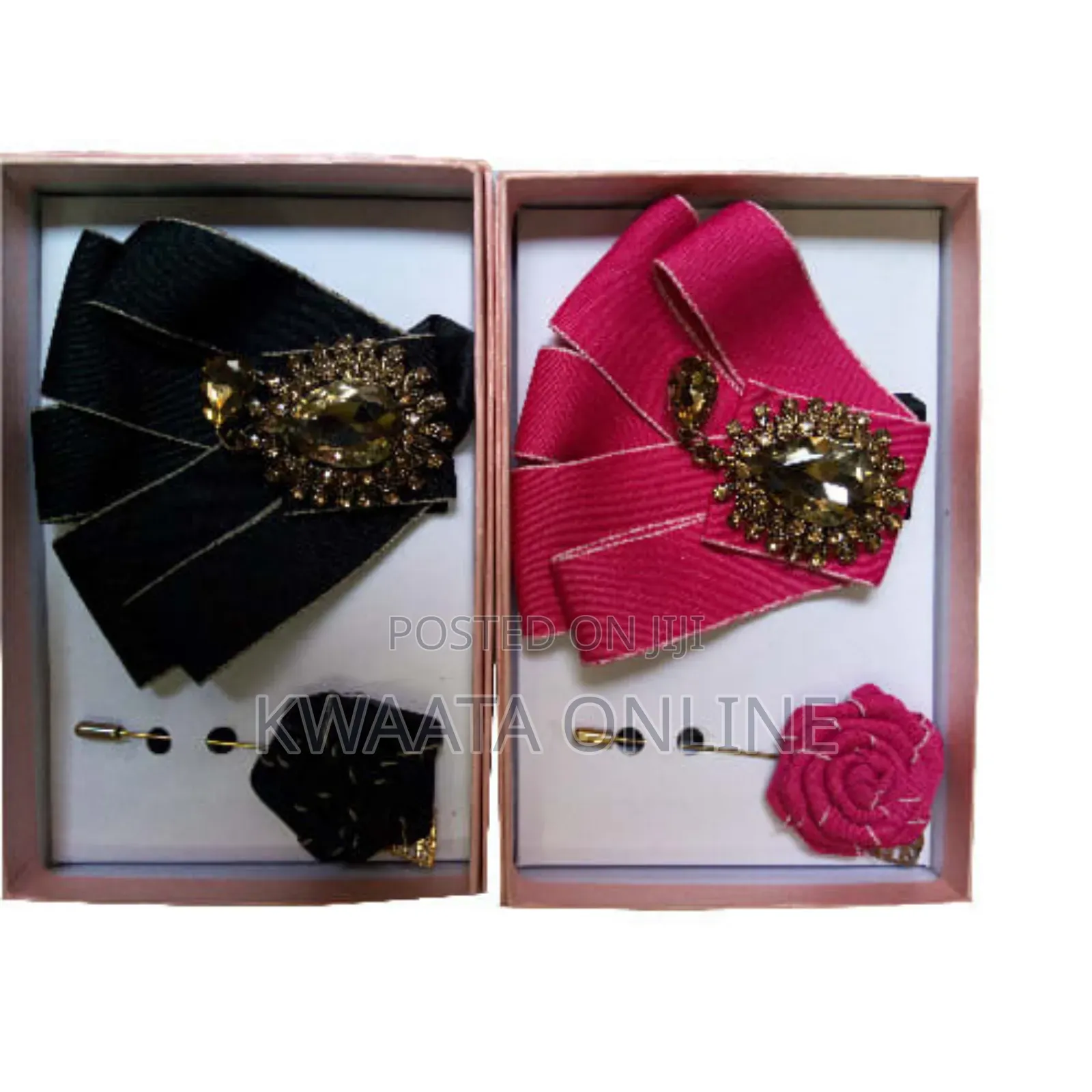 Royal Classic Bow Ties With Glassy Brooch