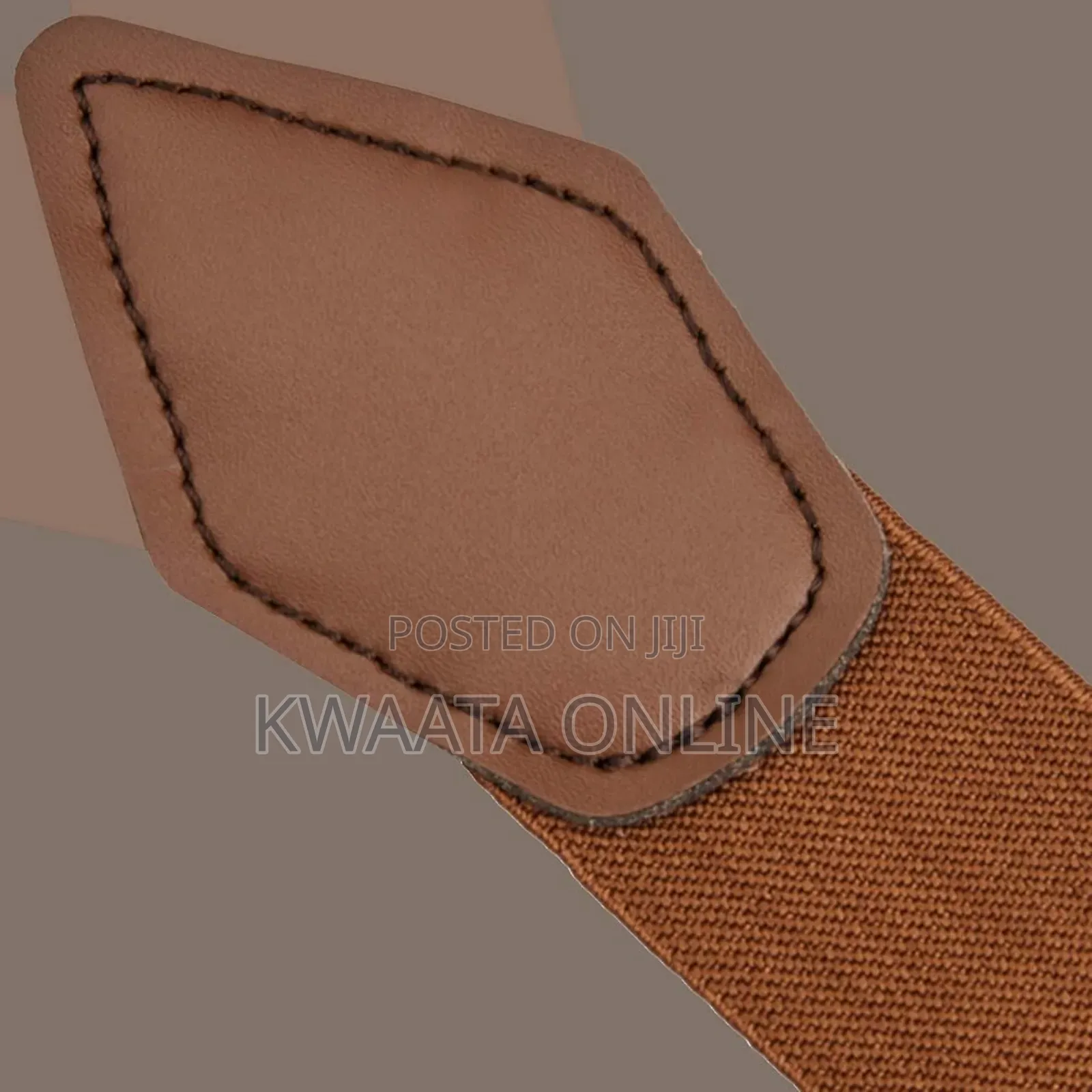 Mens Solid Fabric Suspenders Braces Convertible Leather Ends