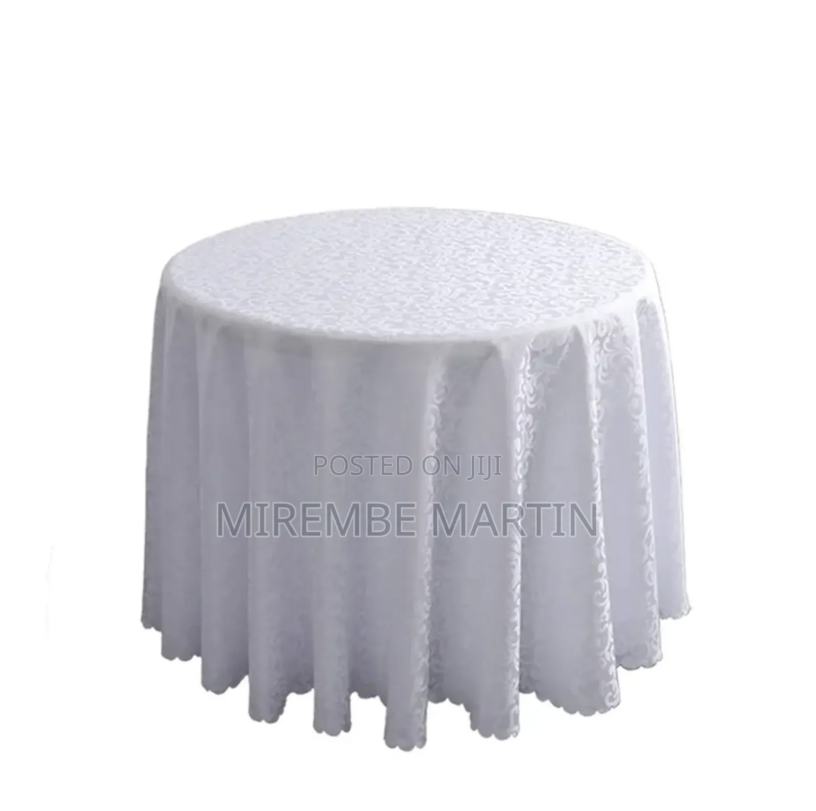 White Round Rectangle Exquisite Hotel Jacquard Tablecloth