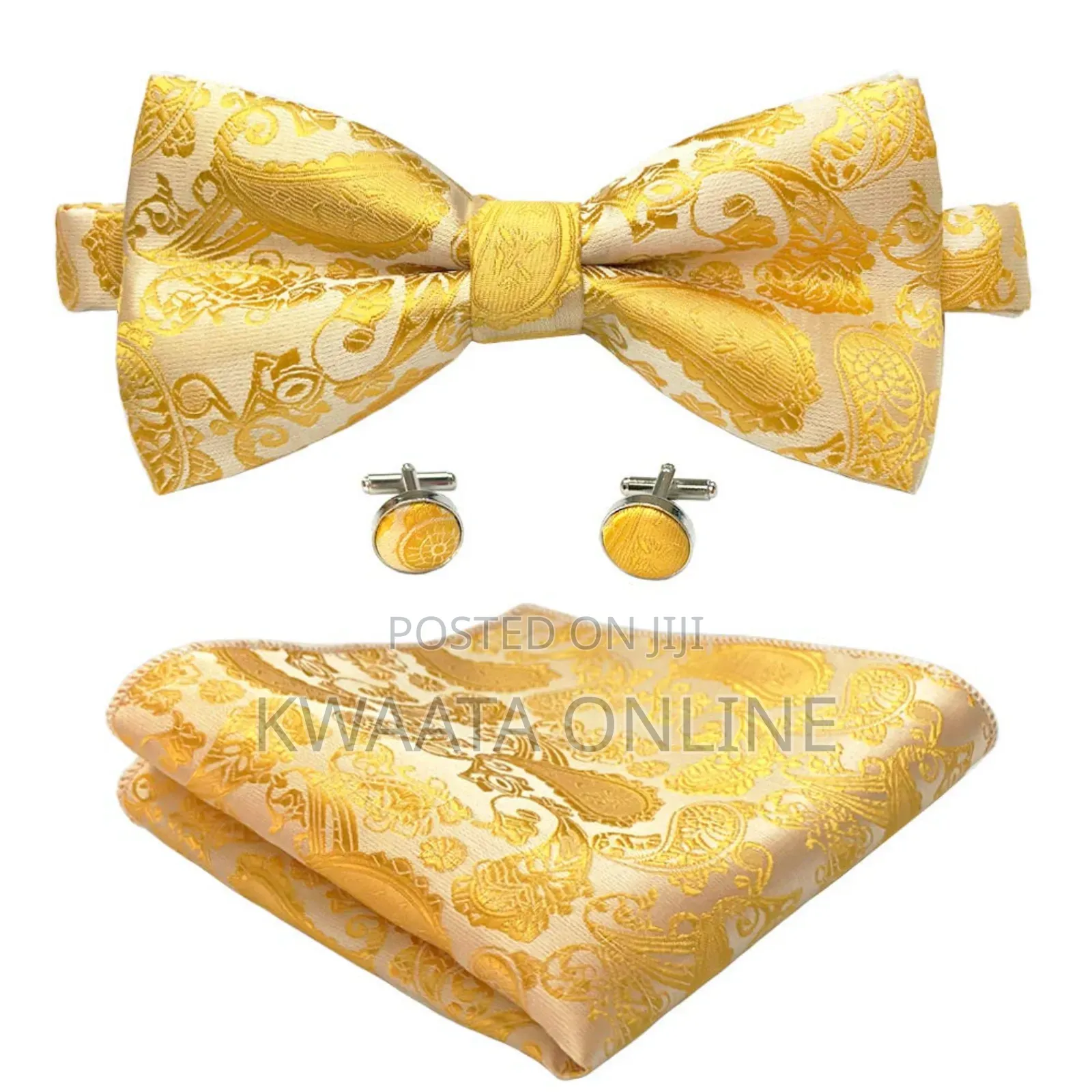 Men Floral Bow Ties Pocket Square Cufflinks Bowties Set