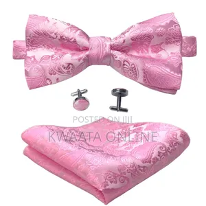Men Floral Bow Ties Pocket Square Cufflinks Bowties Set