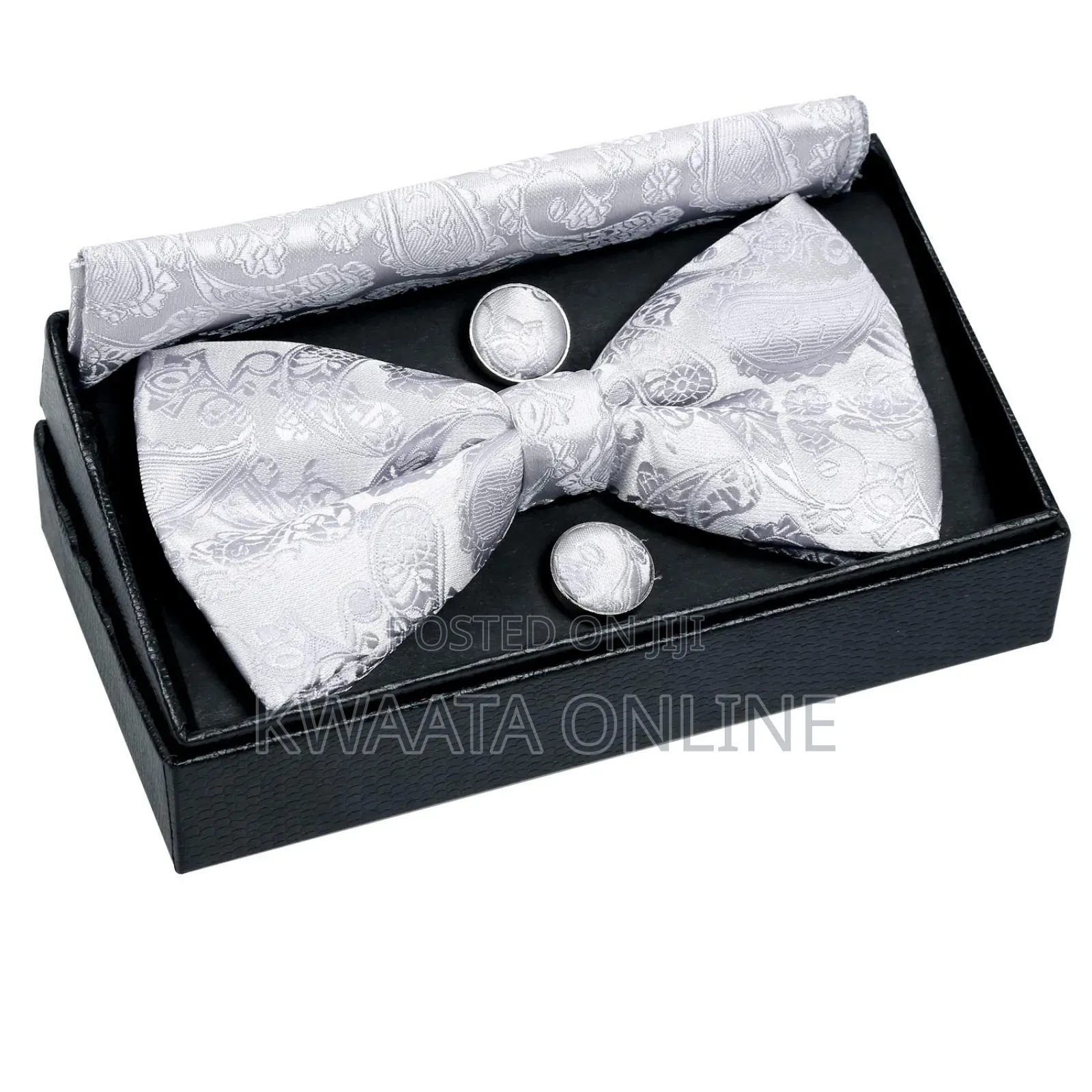 Men Floral Bow Ties Pocket Square Cufflinks Bowties Set