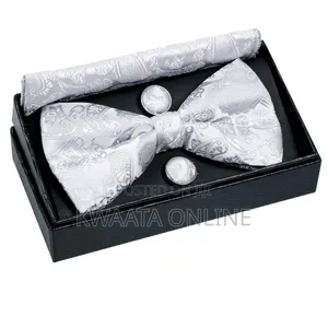 Men Floral Bow Ties Pocket Square Cufflinks Bowties Set