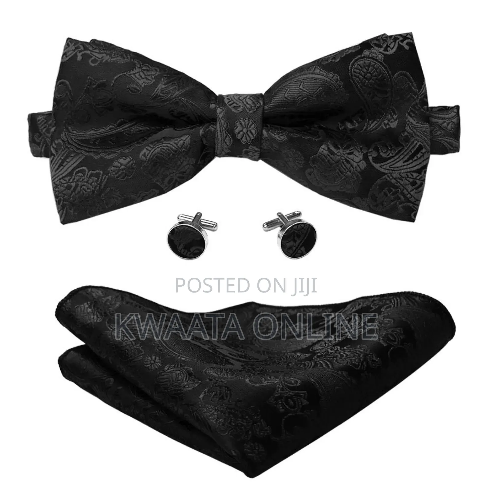 Men Floral Bow Ties Pocket Square Cufflinks Bowties Set