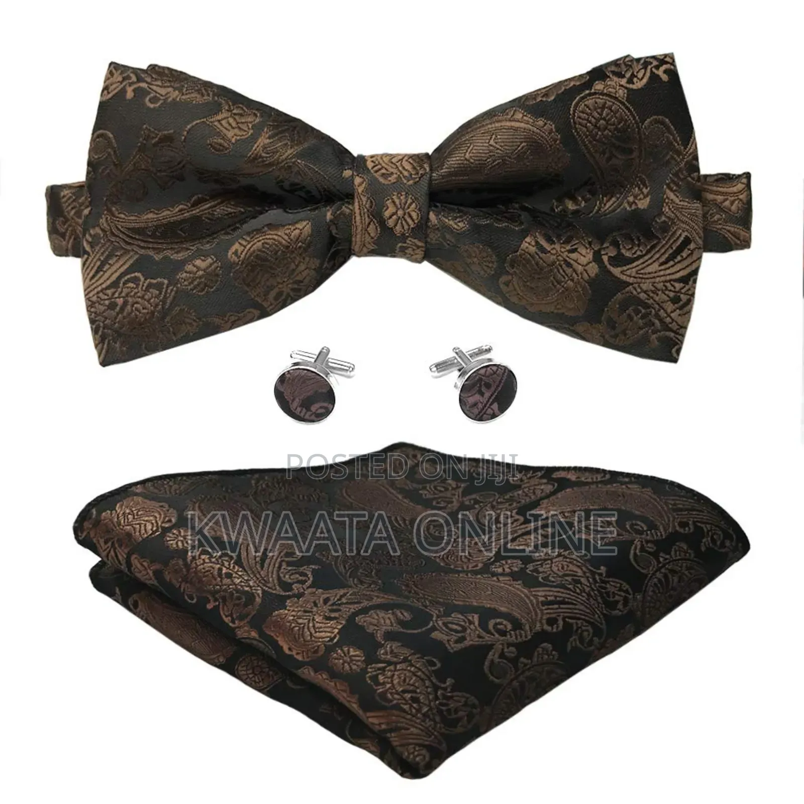 Men Floral Bow Ties Pocket Square Cufflinks Bowties Set