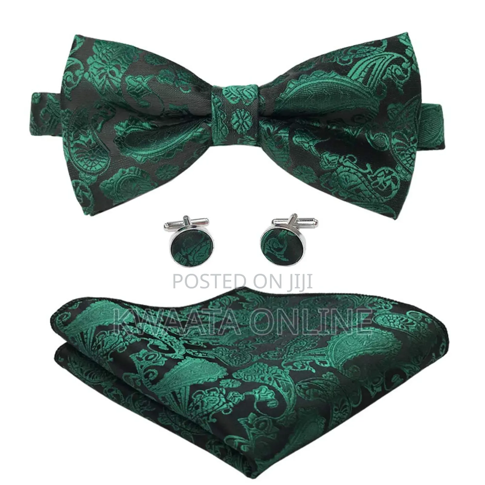 Men Floral Bow Ties Pocket Square Cufflinks Bowties Set