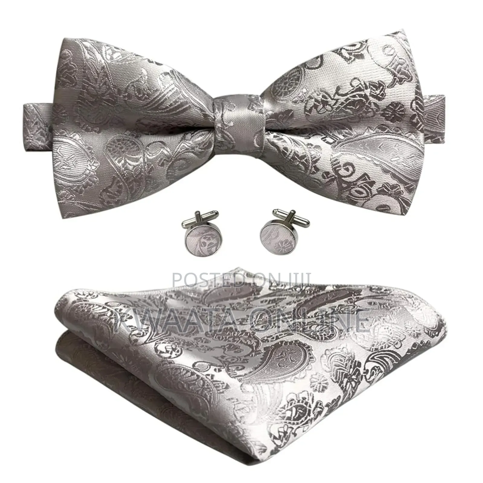 Men Floral Bow Ties Pocket Square Cufflinks Bowties Set