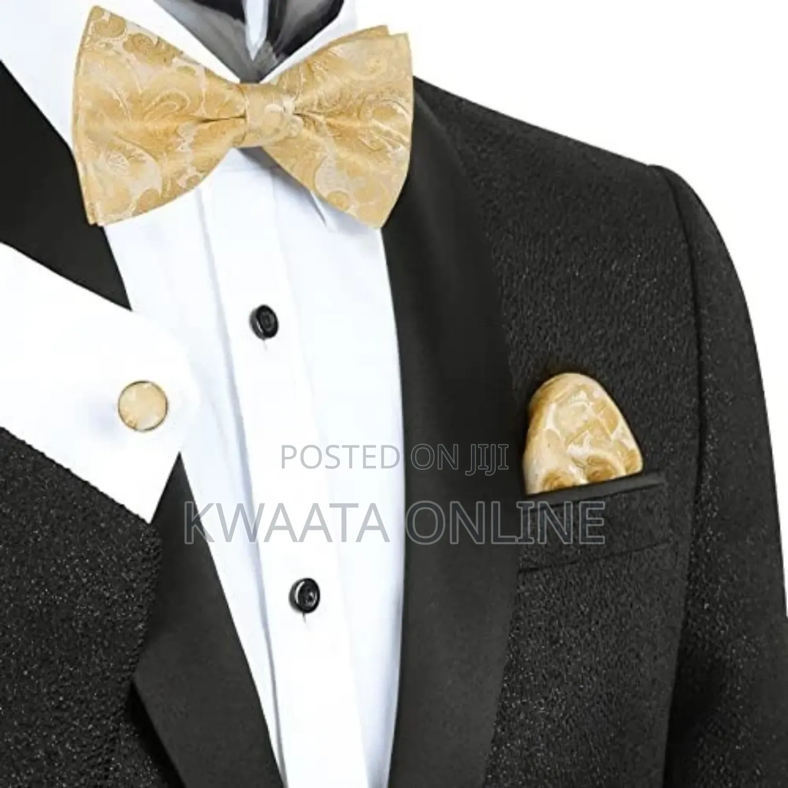 Men Floral Bow Ties Pocket Square Cufflinks Bowties Set