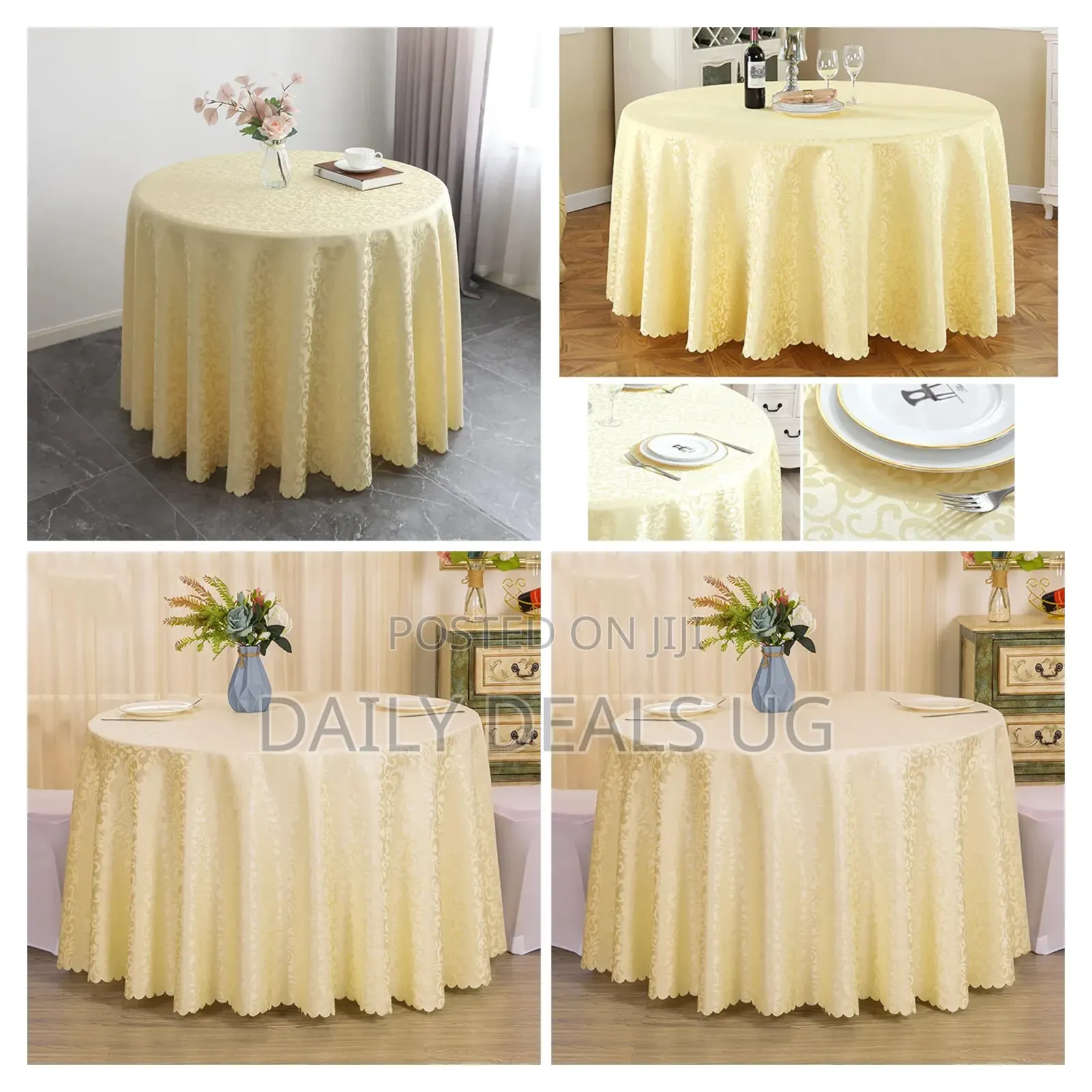 1 X Beige Hotel Polyester Jacquard Dining Table Cover