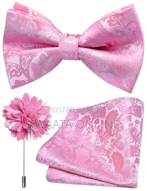 Bow Tie For Men With Pocket Square, Lapel Pin & Cufflinks