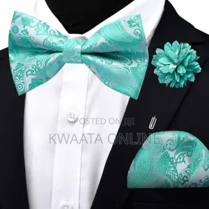 Bow Tie For Men With Pocket Square, Lapel Pin & Cufflinks