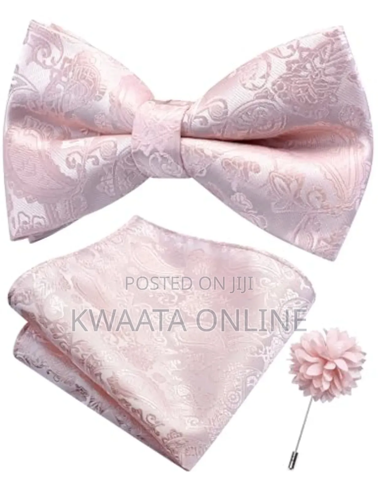 Bow Tie For Men With Pocket Square, Lapel Pin & Cufflinks