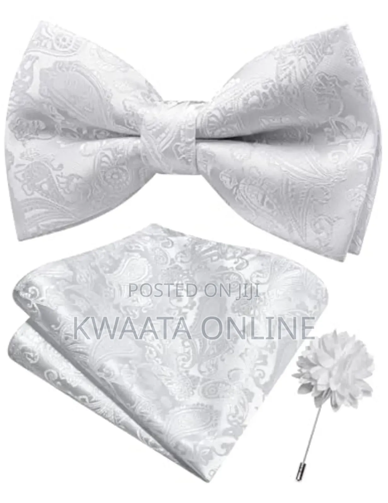 Bow Tie For Men With Pocket Square, Lapel Pin & Cufflinks