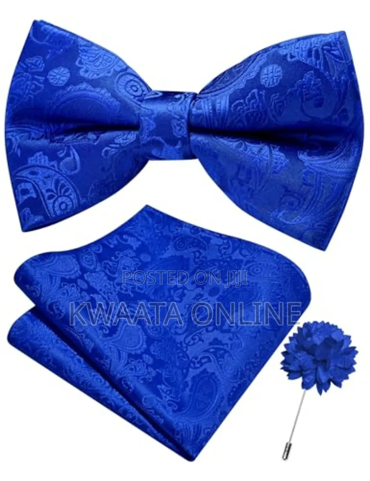 Bow Tie For Men With Pocket Square, Lapel Pin & Cufflinks