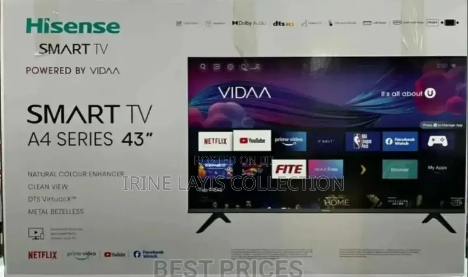Hisense 43” Inch Smart Vidaa Frameless Led Tv