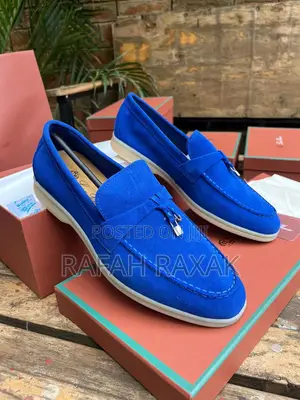 Original Men’S Blue Loro Piano Summer Walk Low Suede Loafers