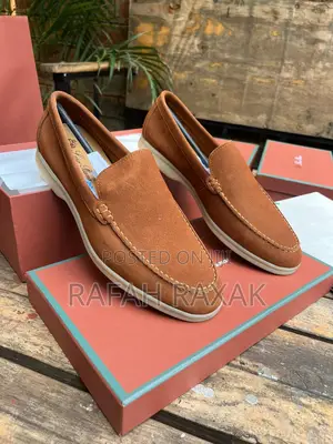 Original Men’S Brown Loro Piano Summer Walk Suede Loafers