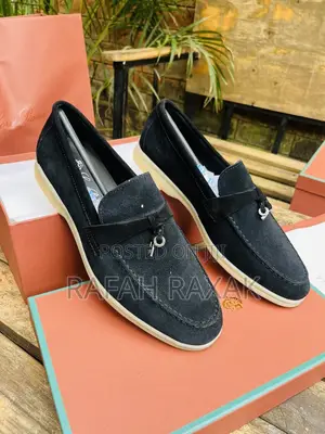 Original Men’S Black Loro Piano Summer Walk Suede Loafers