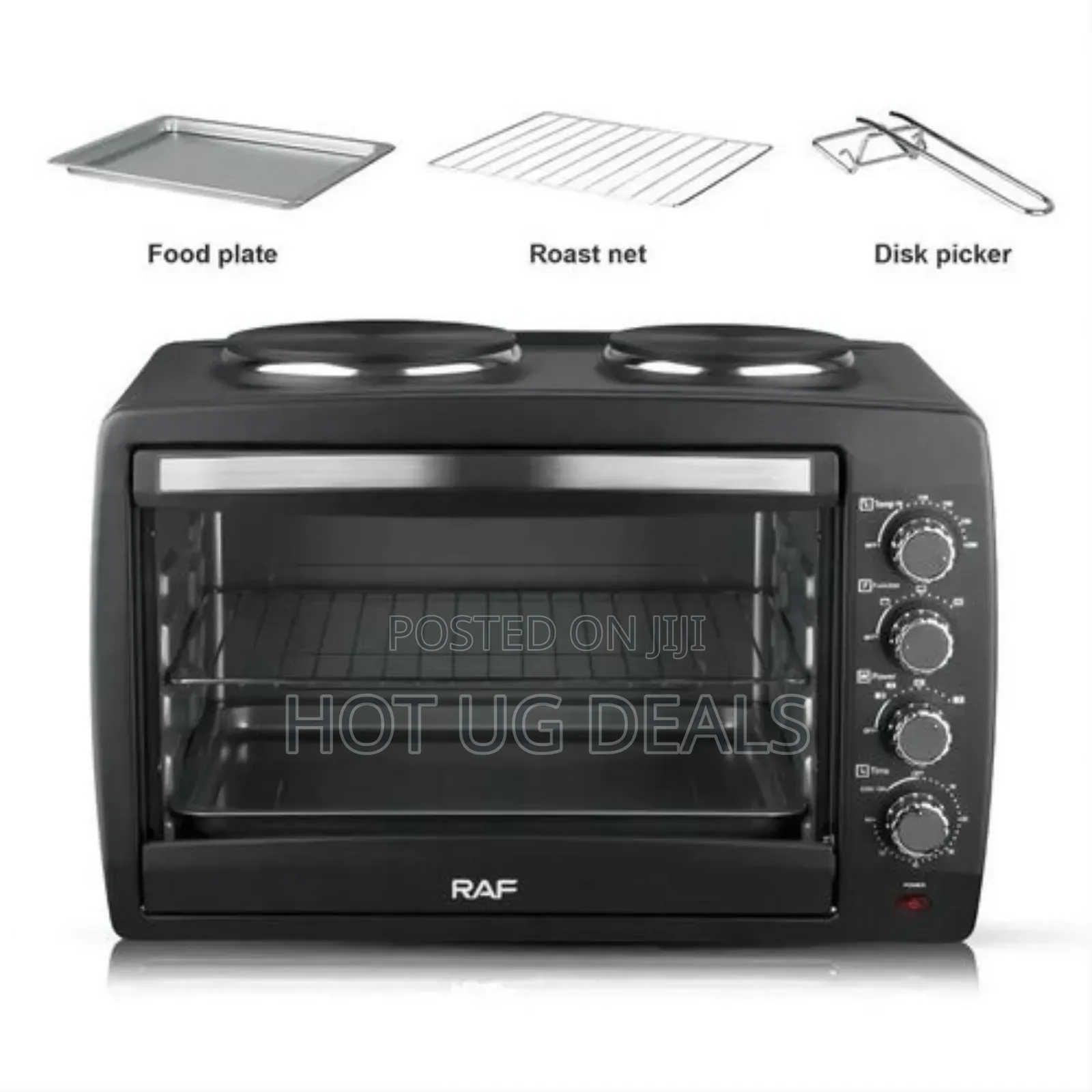 Raf 55 Litres Electric Oven With 2 Hotplates R.5317 - Black