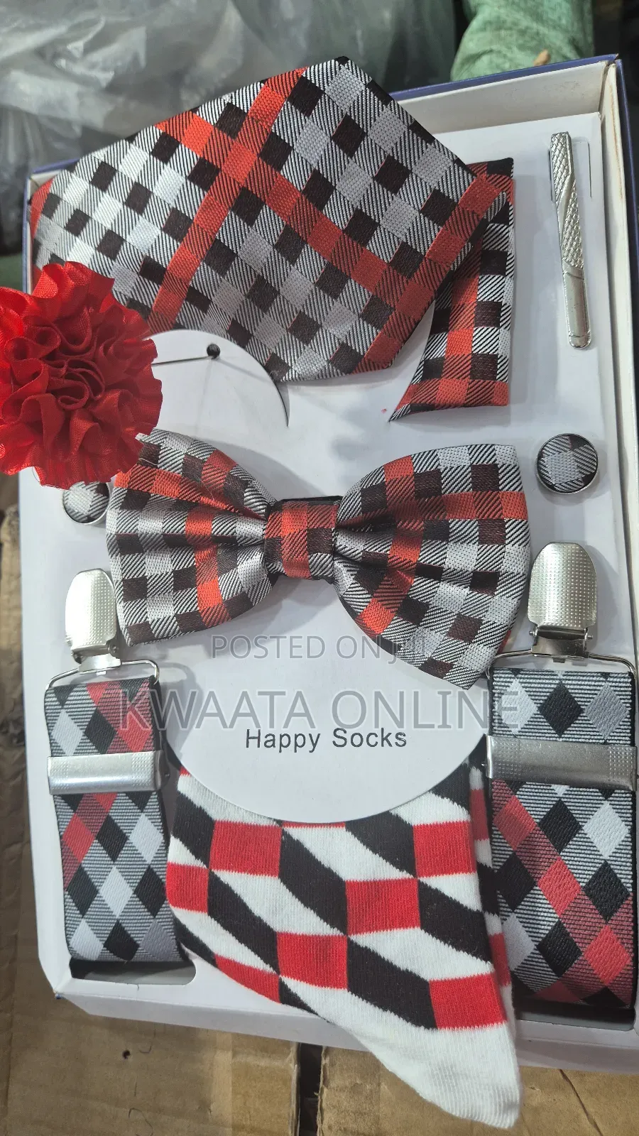 7 Piece Pack Men’S Accessories Set, Necktie,Socks, Etc