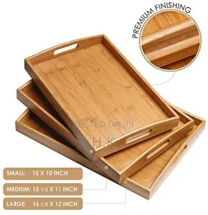 3pcs Bamboo Serving Trays With Handles.