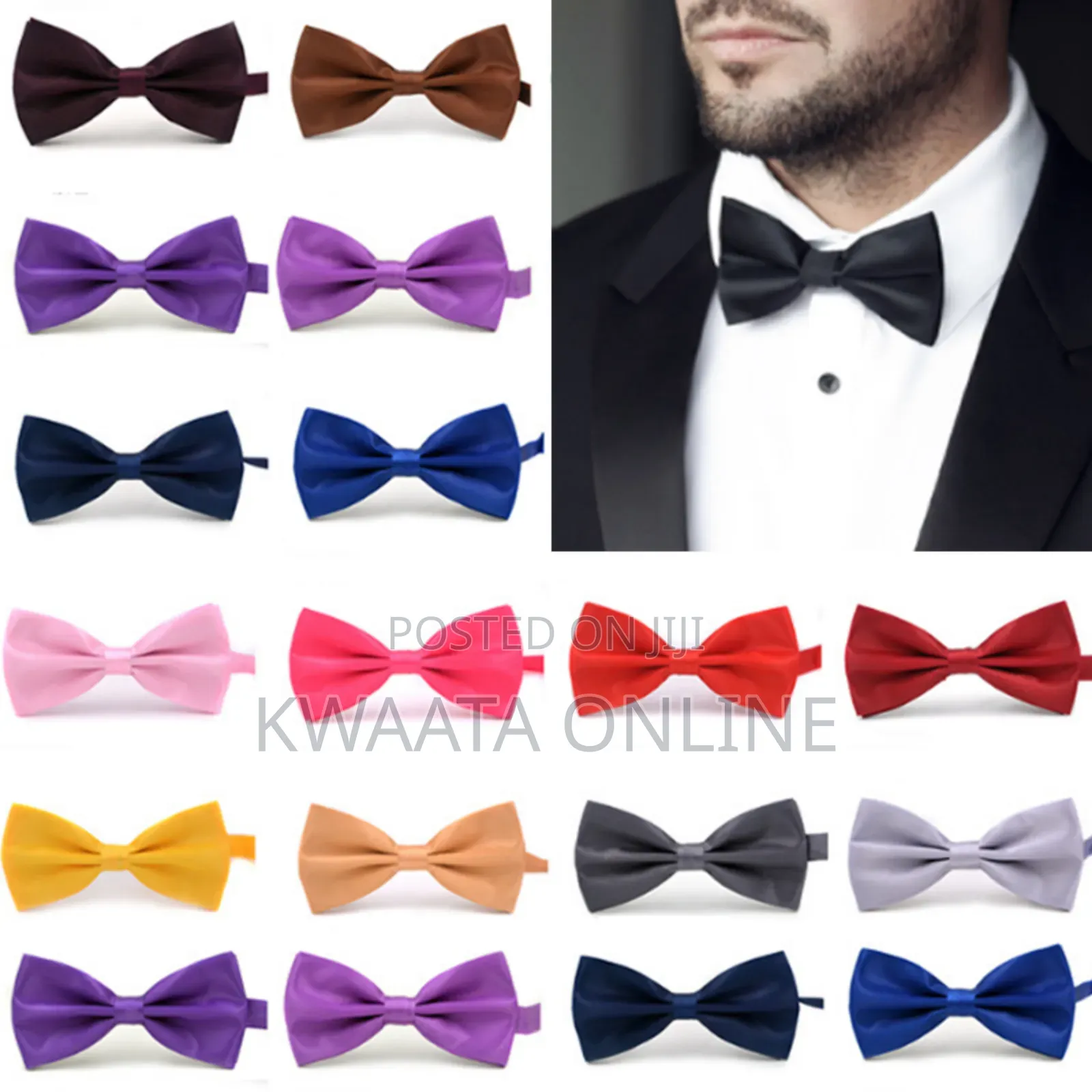 1 Pc Mens Tuxedo Solid Color Satin Classic Pre-tied Bow Tie