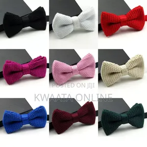 Men Solid Knitted Pre-Tied Bowtie Formal Party Bow Tie