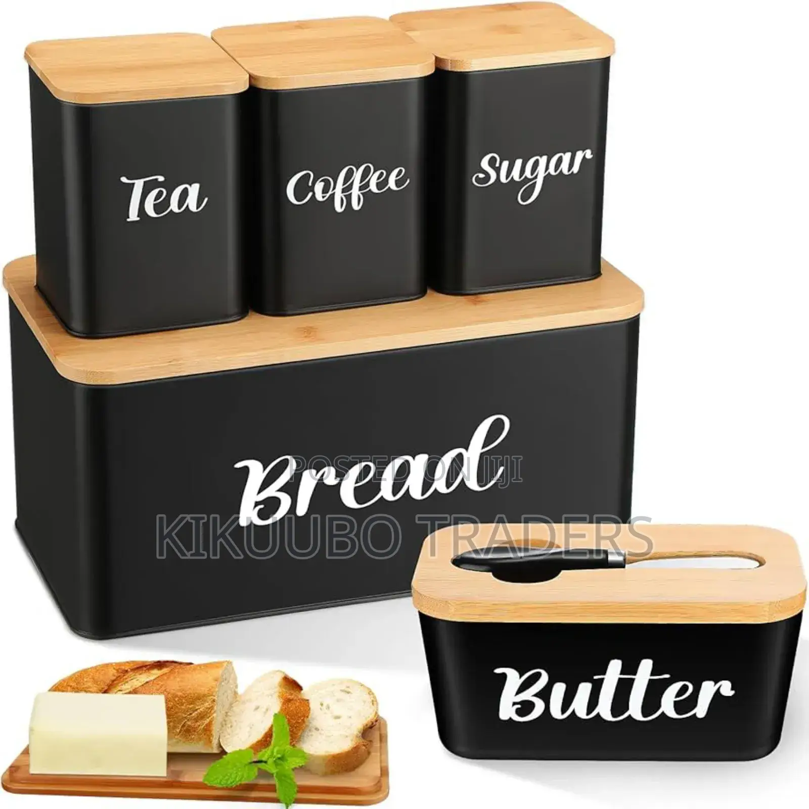 Bread Bin With Butter Dish and Canisters